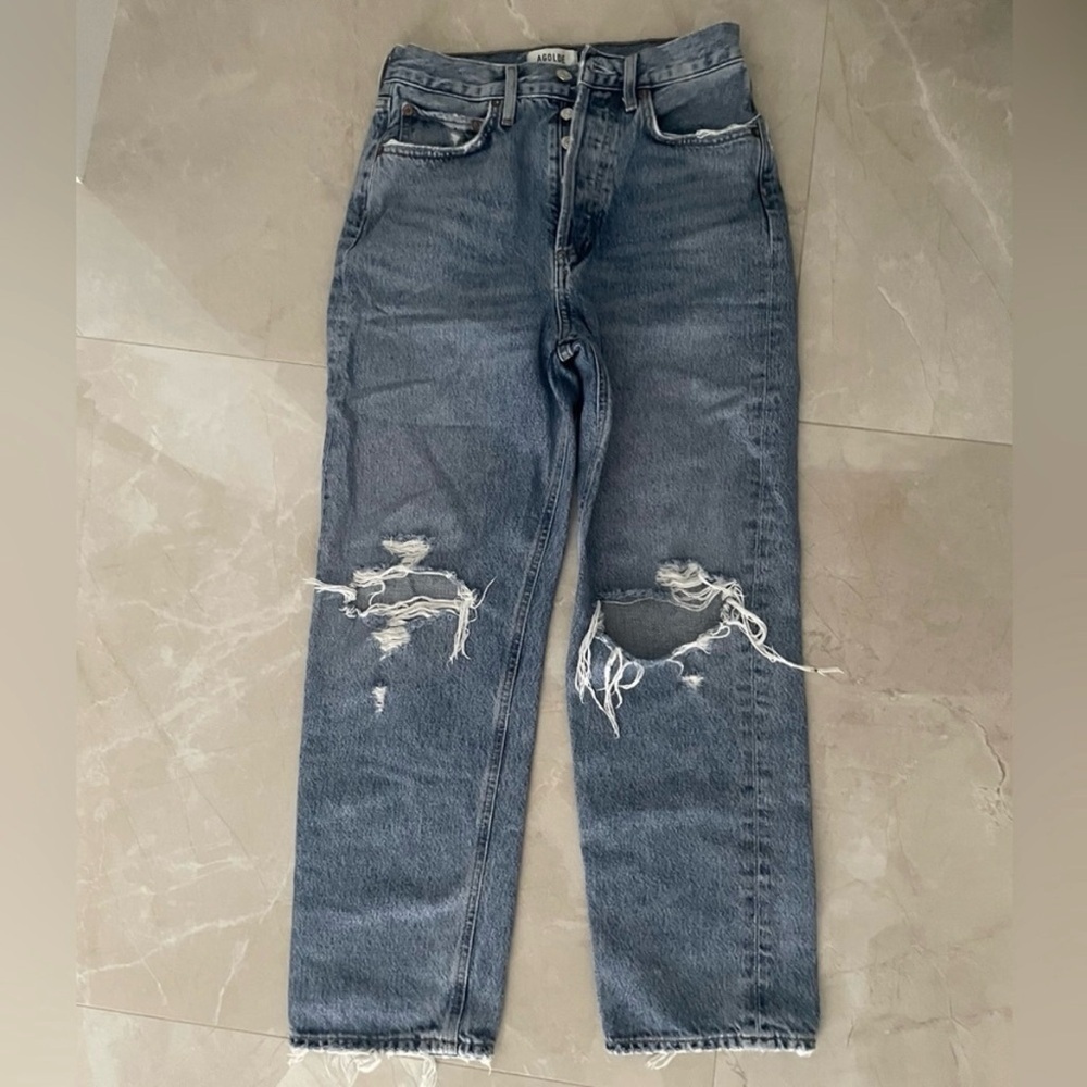 AGOLDE Woman’s Jeans Size 24 Medium Wash Denim High Rise Button Fly 5 Pockets - Picture 5 of 6